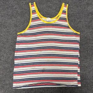 Vintage 70s 80s Action Striped Tank Top Mens XL Ringer Sleeveless Shirt Multi